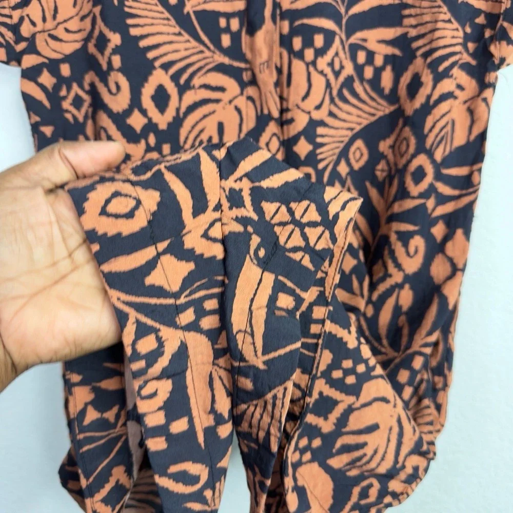 Dress Forum Jumpsuit Womens S Brown Black Tropical Resort Vacation‎ Boho Artsy